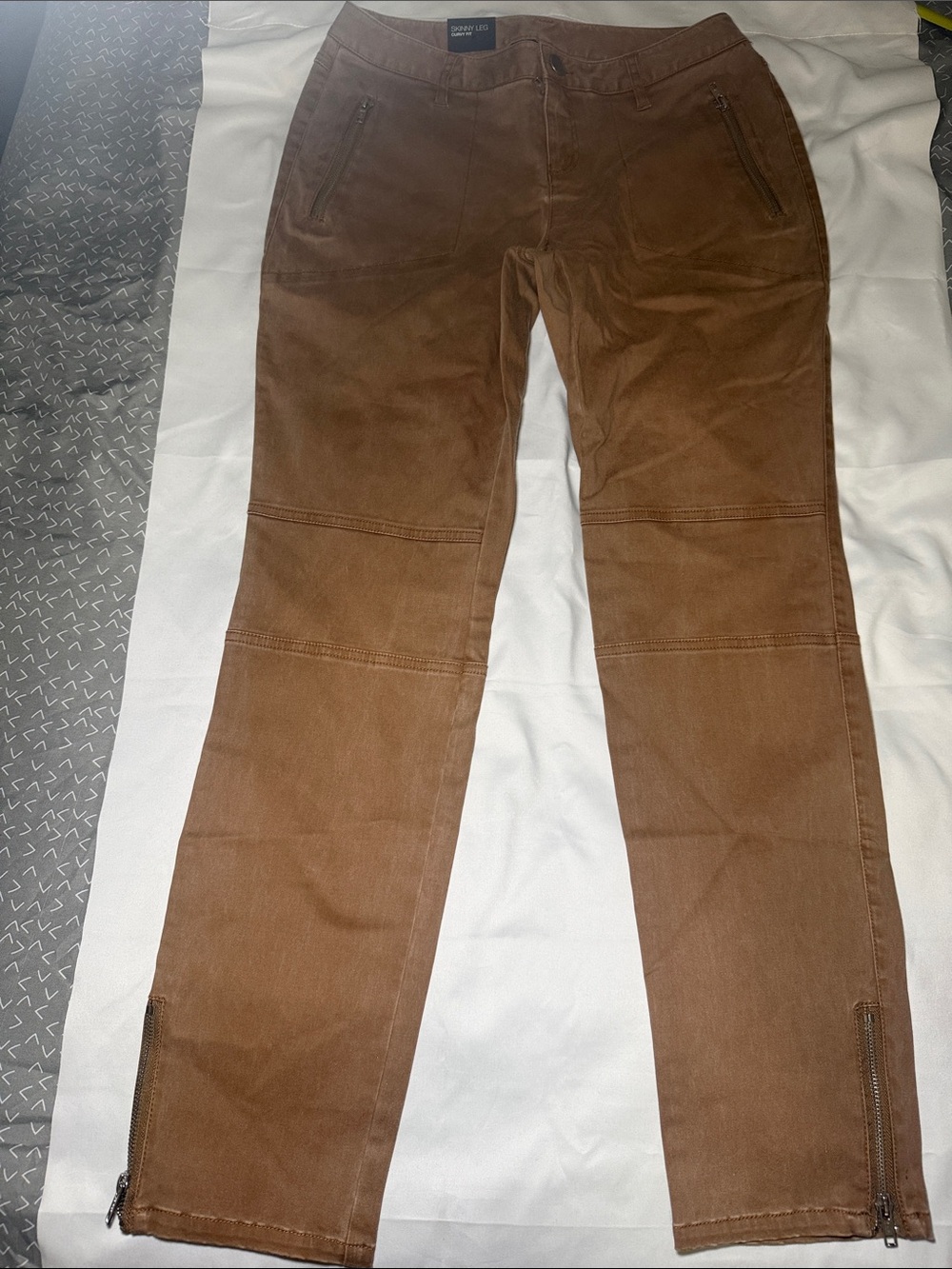 INC International Concepts women's Brown Corduroy Zip-Hem Pants